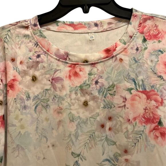 Women's 2XL Floral Print Blouse Multicolor Casual Relaxed Fit - Picture 2 of 5